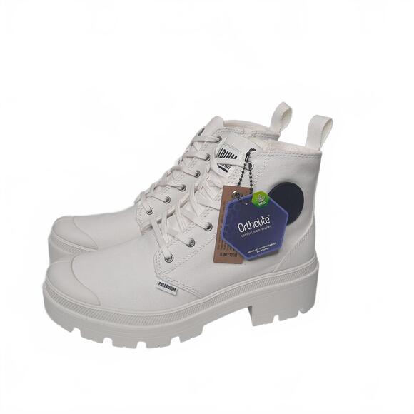 Palladium Pallabase Twill Women's White -Vegan Size 8.5 - Picture 1 of 5